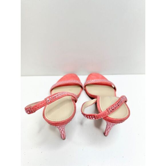 Marc Fisher Sandals Womens 7.5 Pink Open Toe Slingback Heels Rhinestone Accent - Picture 5 of 9